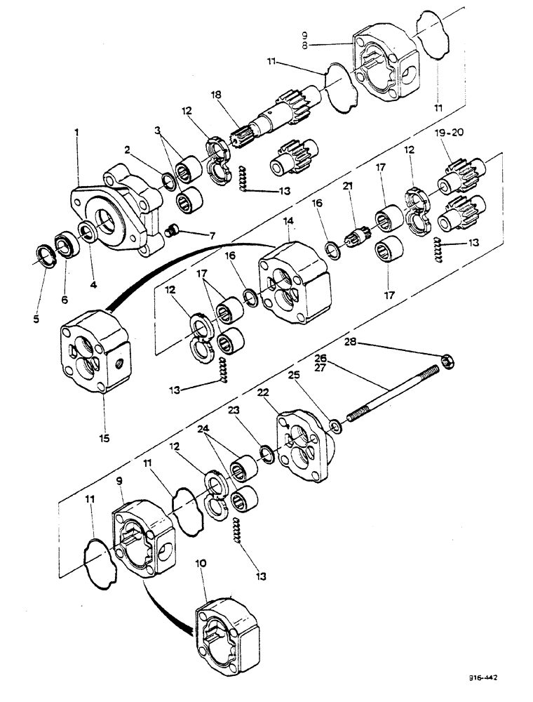 Схема запчастей Case 580F - (442) - REAR AND FRONT HYDRAULIC ATTACHMENTS, PUMP, COMMERCIAL HYDRAULICS (35) - HYDRAULIC SYSTEMS