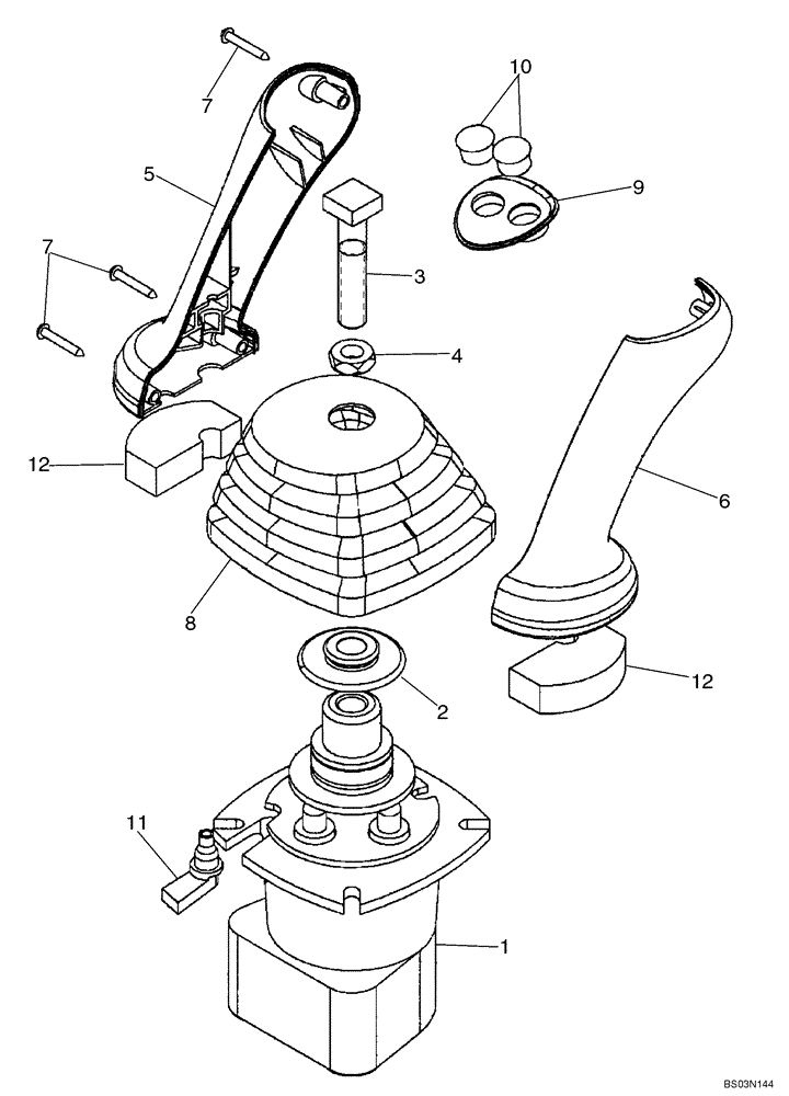 Схема запчастей Case 590SM - (08-57) - VALVE, JOYSTICK (PILOT CONTROLS) (RIGHT-HAND) WITHOUT EXTENDABLE DIPPER (08) - HYDRAULICS