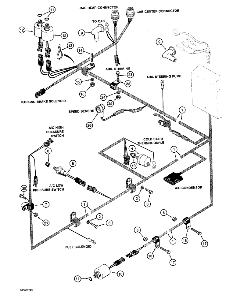 Схема запчастей Case 921 - (4-018) - REAR HARNESS, ENGINE RIGHT-HAND SIDE (04) - ELECTRICAL SYSTEMS
