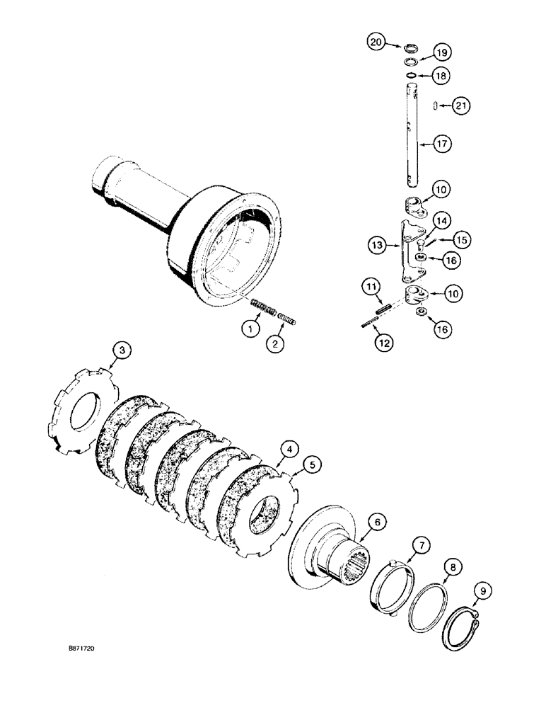 Схема запчастей Case TF300 - (7-02) - TRANSMISSION ASSEMBLY, BRAKE ASSEMBLIES AND LINKAGE (07) - BRAKES