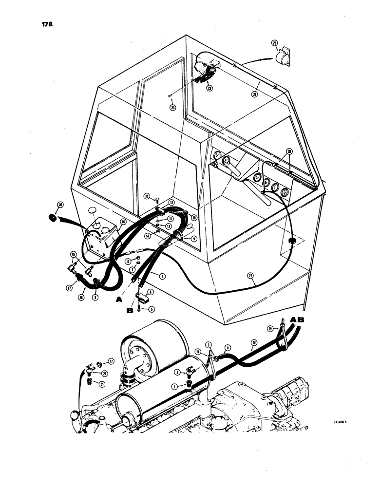 Схема запчастей Case W24B - (178) - HEATER AND DEFROSTER (09) - CHASSIS