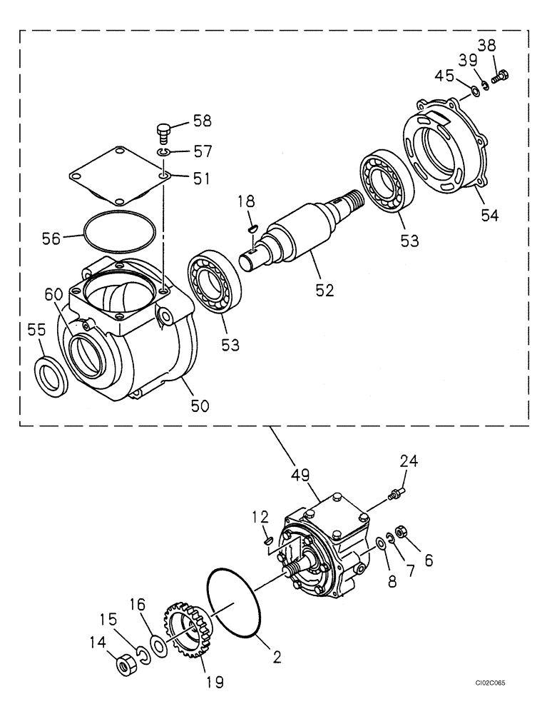 Схема запчастей Case CX460 - (02-25) - COMPRESSOR MOUNTING (02) - ENGINE