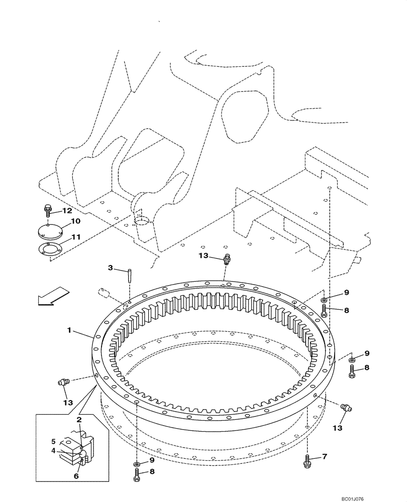Схема запчастей Case CX290 - (09-01) - TURNTABLE BEARING (09) - CHASSIS
