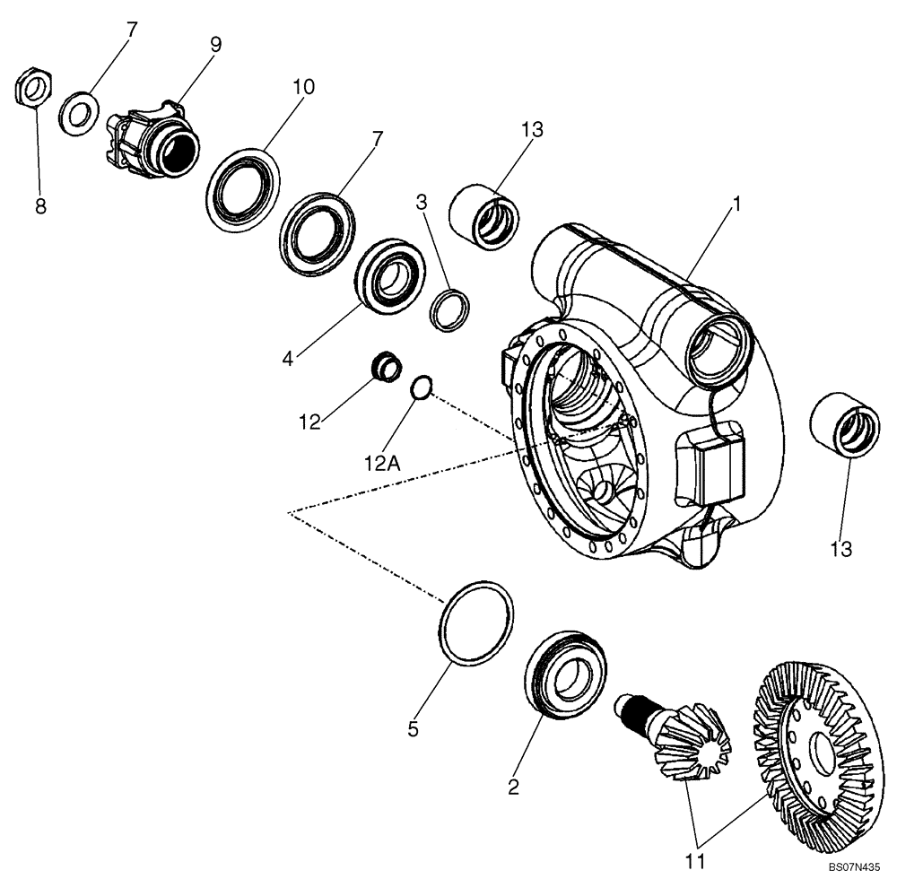Схема запчастей Case 521E - (06-23B) - AXLE, REAR - DIFFERENTIAL CARRIER (06) - POWER TRAIN