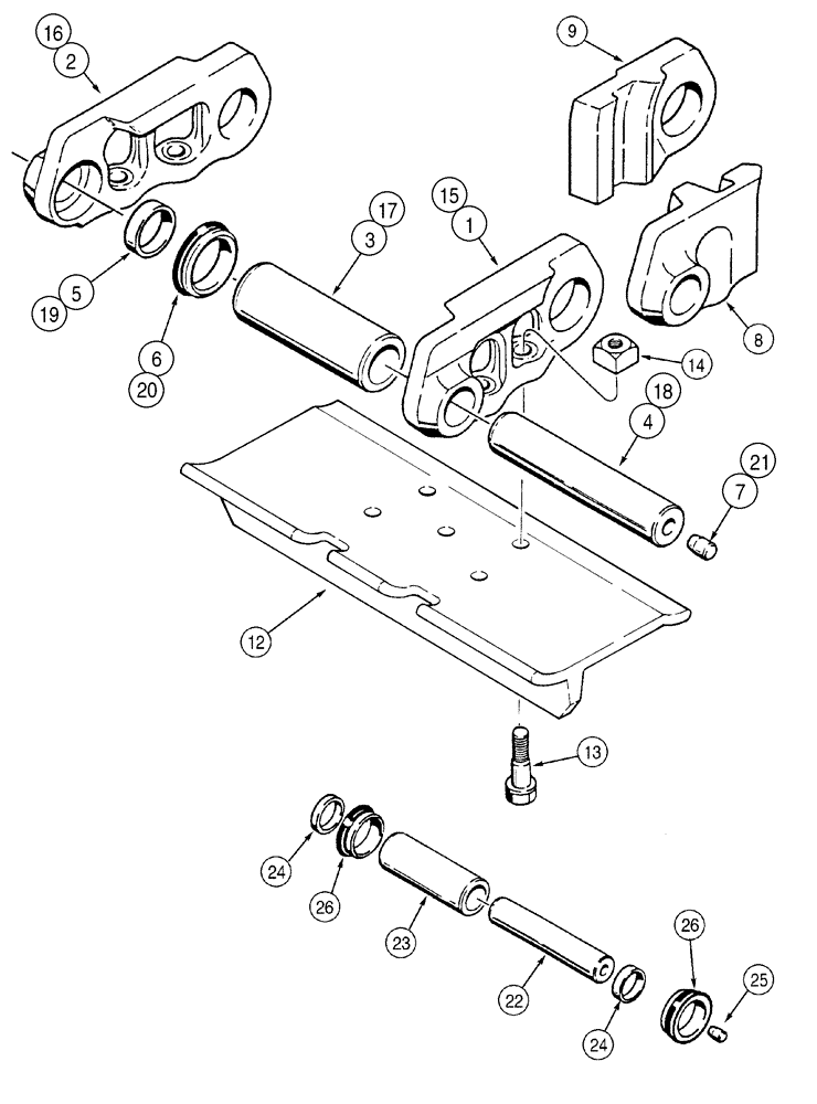 Схема запчастей Case 650H - (05-09) - TRACK CHAIN, CASE LUBRICATED - EACH MASTER LINK HAS ONE BOLT HOLE (11) - TRACKS/STEERING