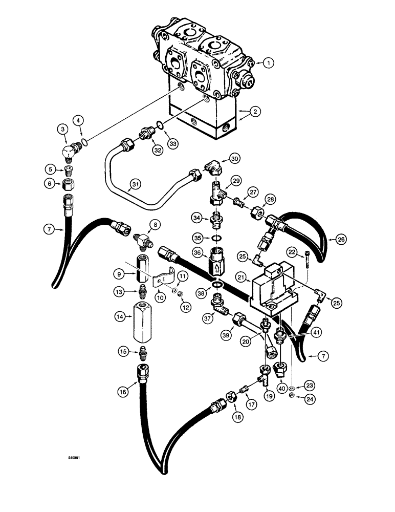 Схема запчастей Case 1187 - (200) - ROTARY CUTTER HYDRAULICS, DIVERTER VALVE TO DIRECTIONAL VALVE (07) - HYDRAULIC SYSTEM