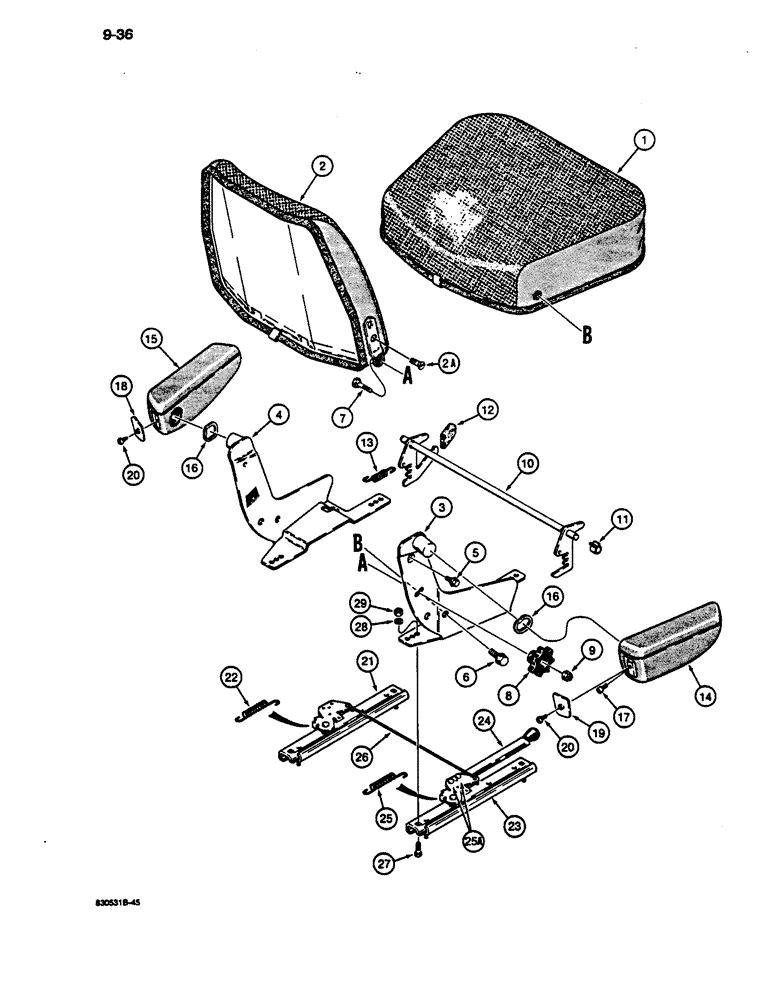 Схема запчастей Case 1187C - (9-36) - SEAT ASSEMBLY (09) - CHASSIS