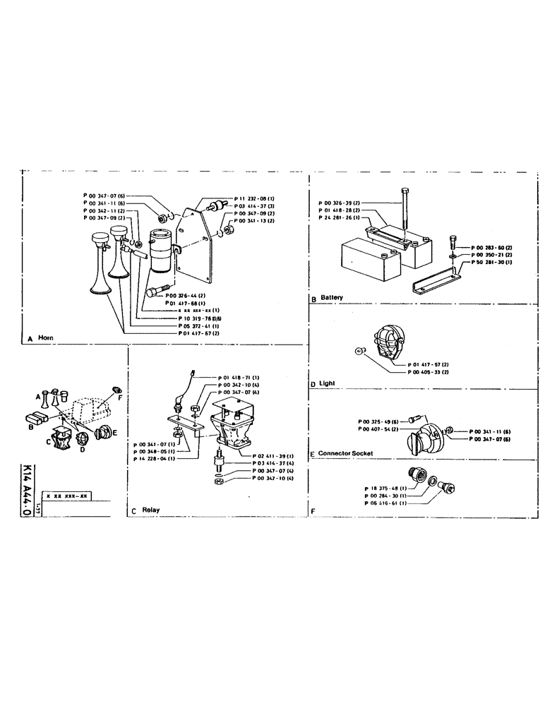Схема запчастей Case 160CL - (77) - HORN, BATTERY, RELAY, LIGHT (06) - ELECTRICAL SYSTEMS