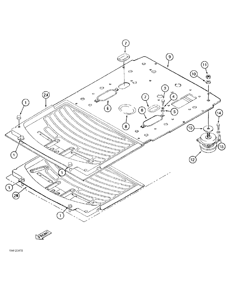 Схема запчастей Case 9020B - (9-054) - CAB FLOOR AND MOUNTING, PRIOR TO P.I.N. DAC02#2001 (09) - CHASSIS