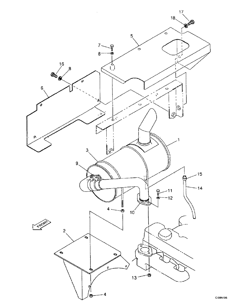 Схема запчастей Case 9007B - (2-08) - EXHAUST (02) - ENGINE
