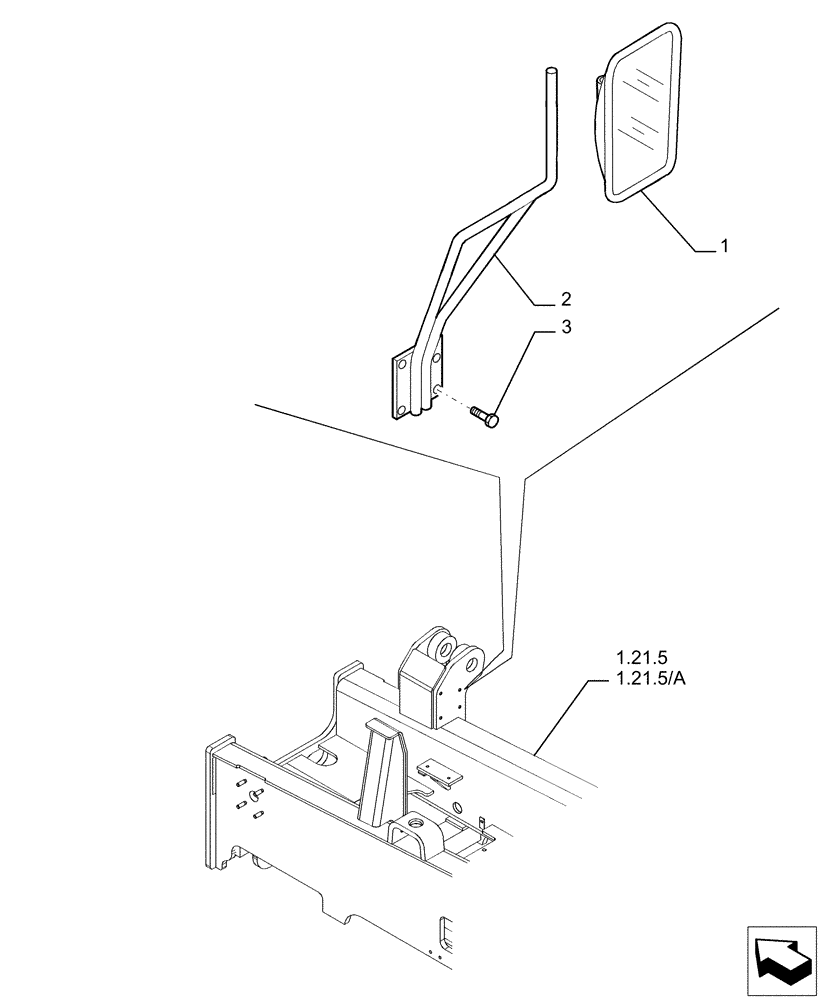 Схема запчастей Case TX842 - (1.86.2[01]) - RIGHT REAR VIEW MIRROR (90) - PLATFORM, CAB, BODYWORK AND DECALS