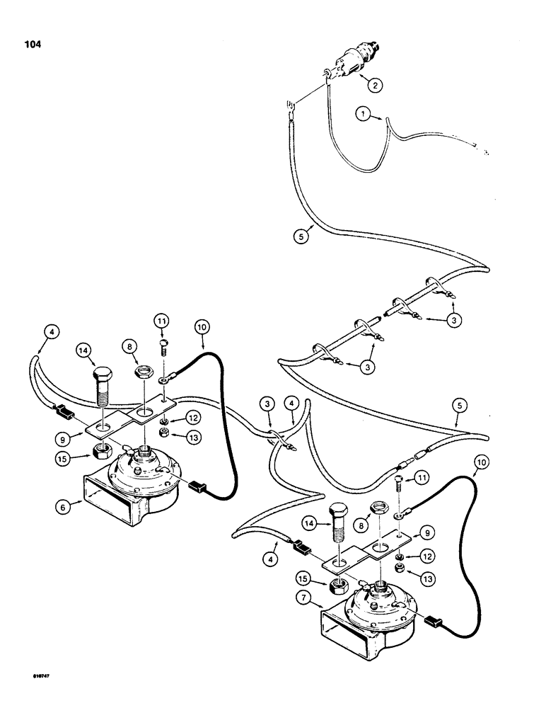 Схема запчастей Case 850C - (104) - HORN (06) - ELECTRICAL SYSTEMS