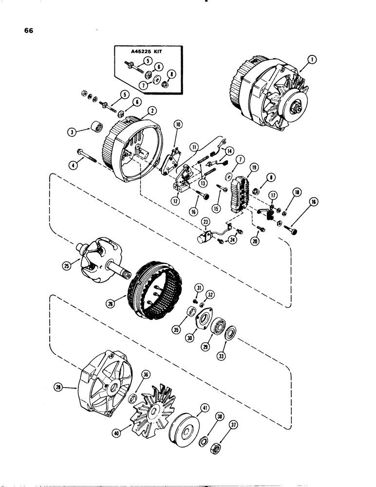 Схема запчастей Case 580C - (066) - A135714 ALTERNATOR, DELCO-REMY NO. 1102886 (04) - ELECTRICAL SYSTEMS