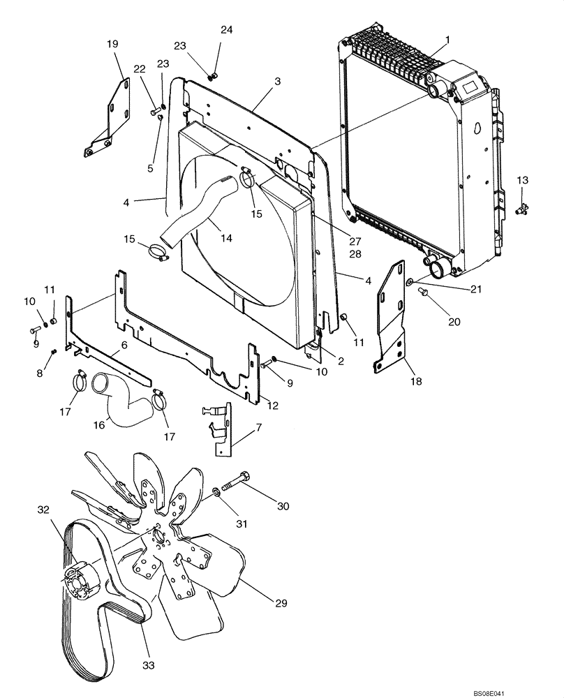 Схема запчастей Case 586G - (02-01) - RADIATOR MOUNTING - FAN SHROUD (02) - ENGINE