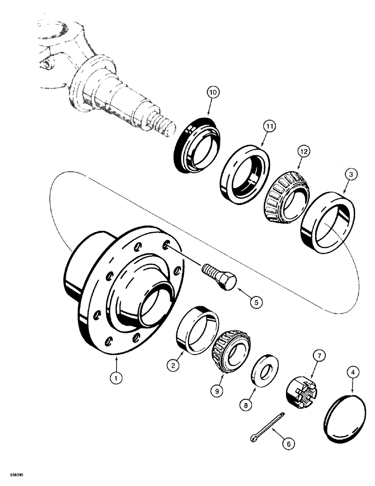 Схема запчастей Case 580SK - (5-18) - FRONT WHEEL HUB AND BEARINGS (05) - STEERING