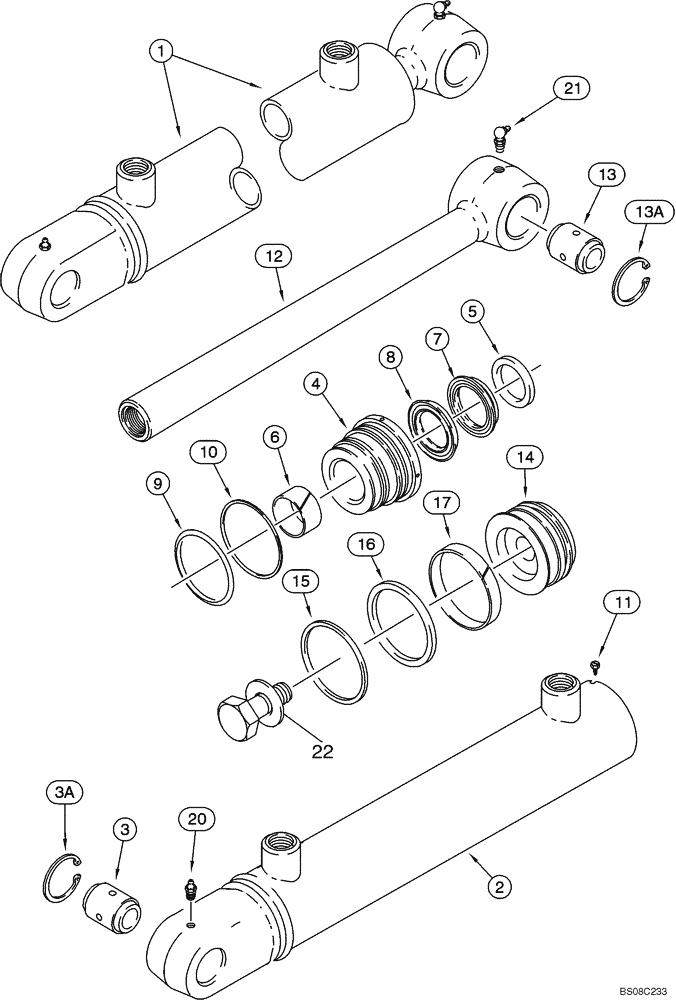 Схема запчастей Case 570MXT - (08-28) - CYLINDER ASSY - HITCH LIFT, THREE POINT (08) - HYDRAULICS