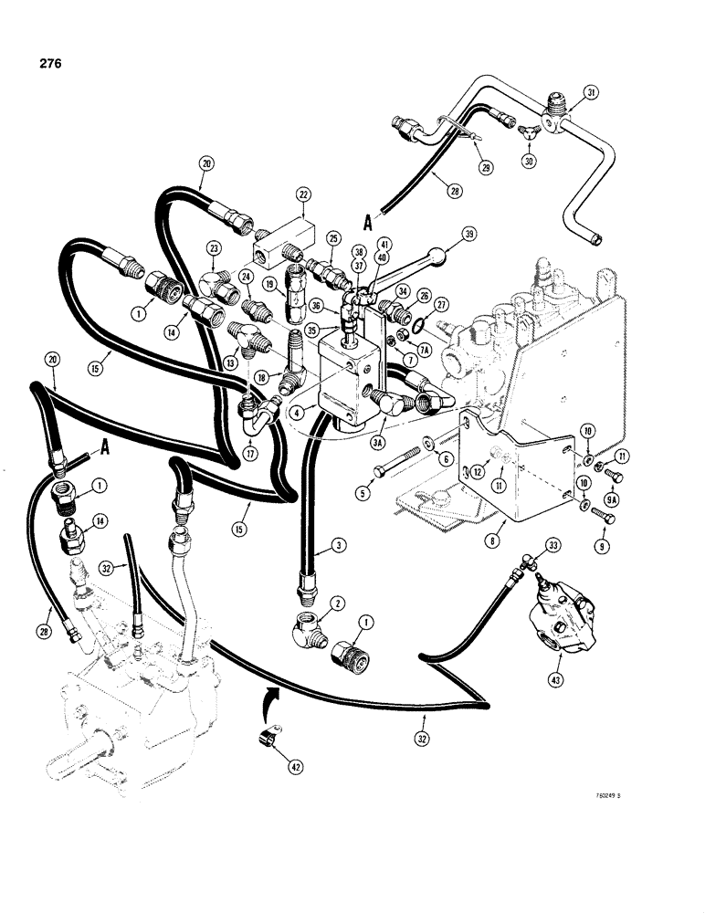 Схема запчастей Case 480C - (276) - PTO HYDRAULIC CIRCUIT AND CONTROL (35) - HYDRAULIC SYSTEMS