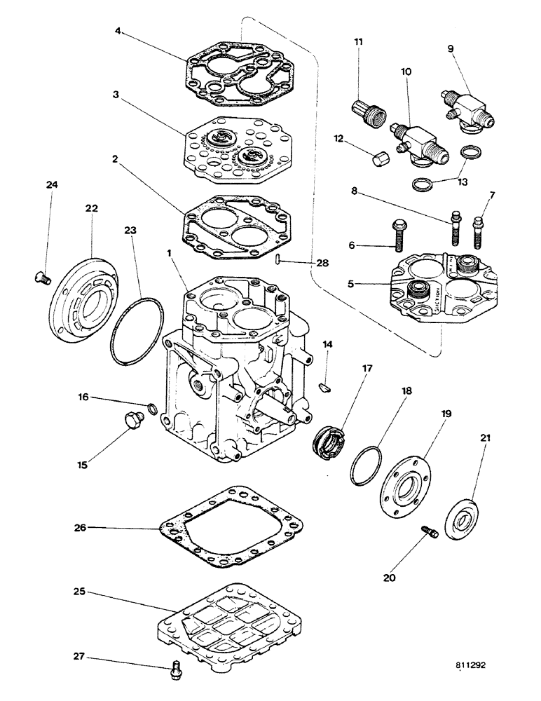 Схема запчастей Case 580G - (064) - ENGINE - COMPRESSOR FOR AIR CONDITIONER (04) - ELECTRICAL SYSTEMS