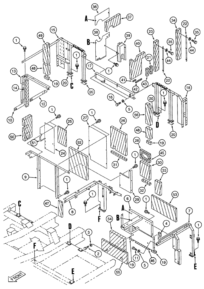 Схема запчастей Case 9050B - (9-012) - UPPER STRUCTURE, FRAMES, COVERS AND INSULATION (09) - CHASSIS