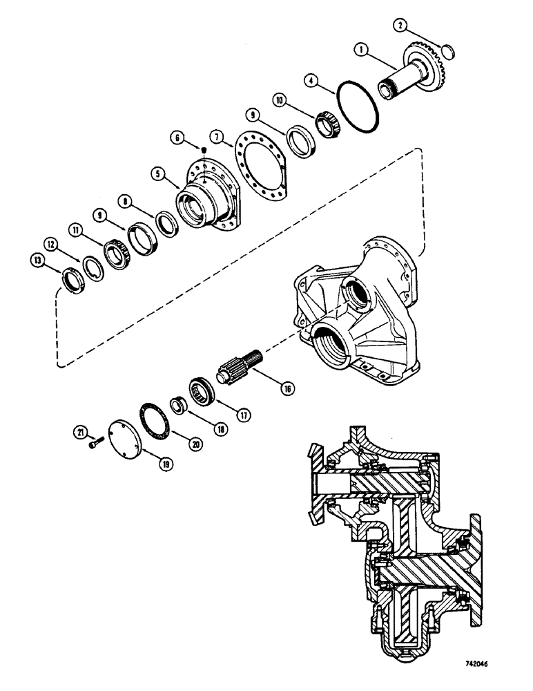 Схема запчастей Case 475 - (094) - TRANSMISSION PINION AND SHAFT (21) - TRANSMISSION