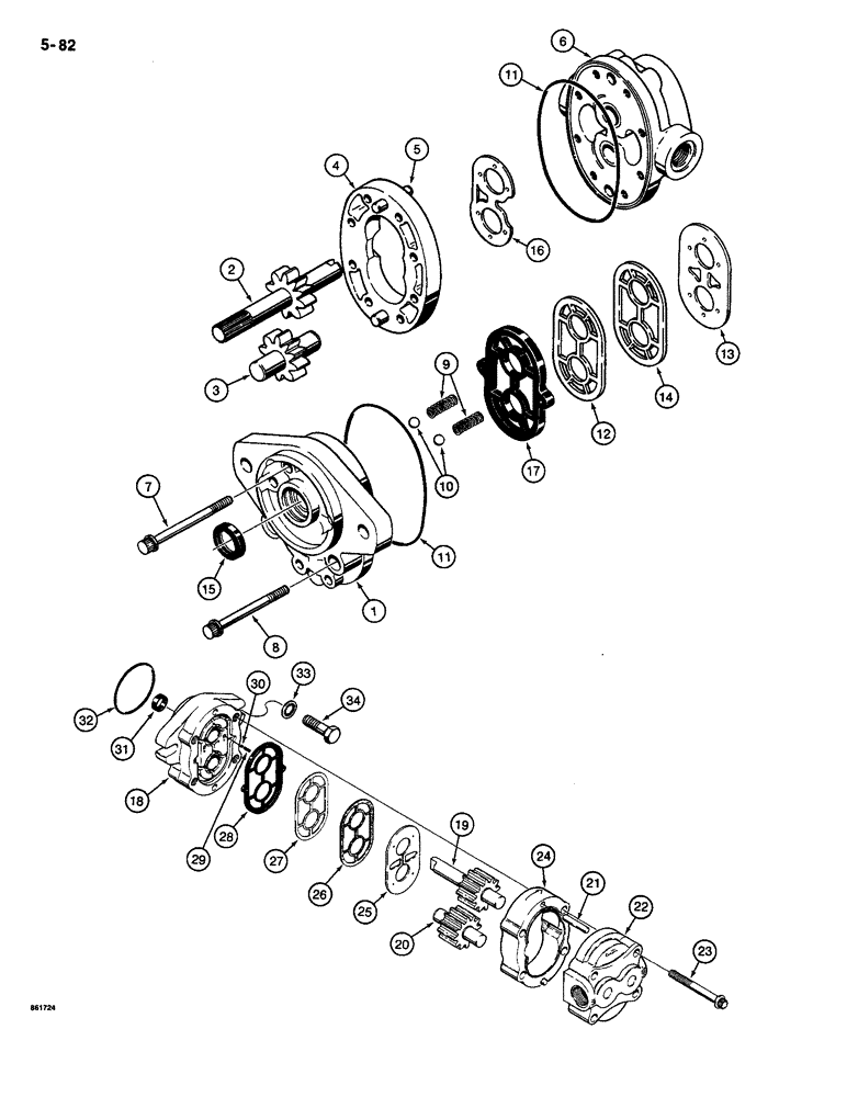 Схема запчастей Case CASE - (5-82) - DUAL PUMP ASSEMBLY (05) - STEERING