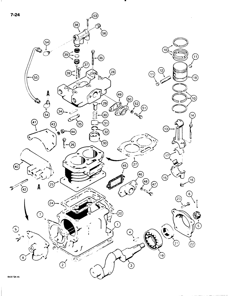 Схема запчастей Case W20C - (7-24) - L112909 AIR COMPRESSOR, WATER COOLED (07) - BRAKES