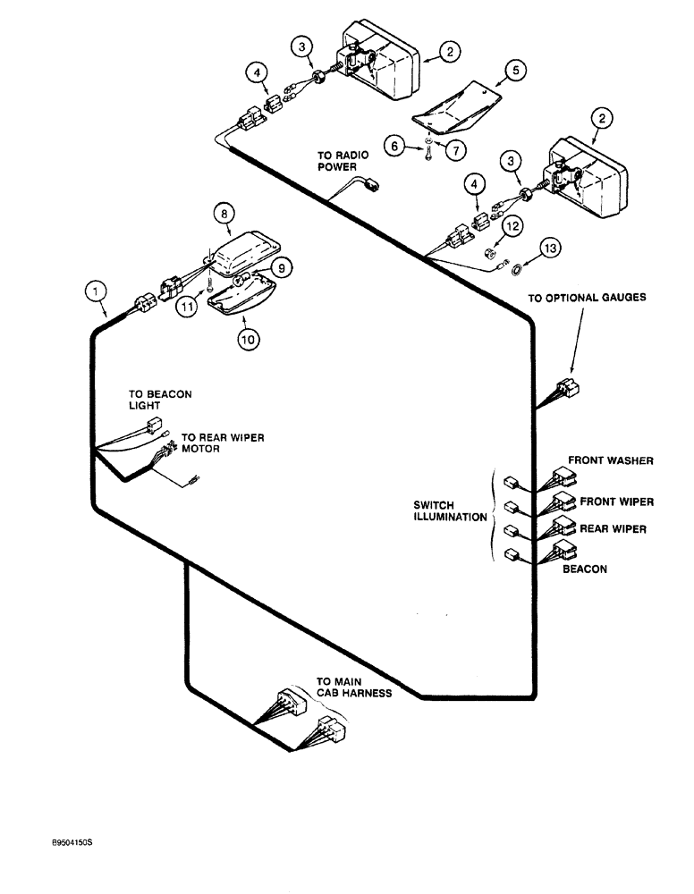Схема запчастей Case 921 - (4-006) - CAB ROOF HARNESS (04) - ELECTRICAL SYSTEMS
