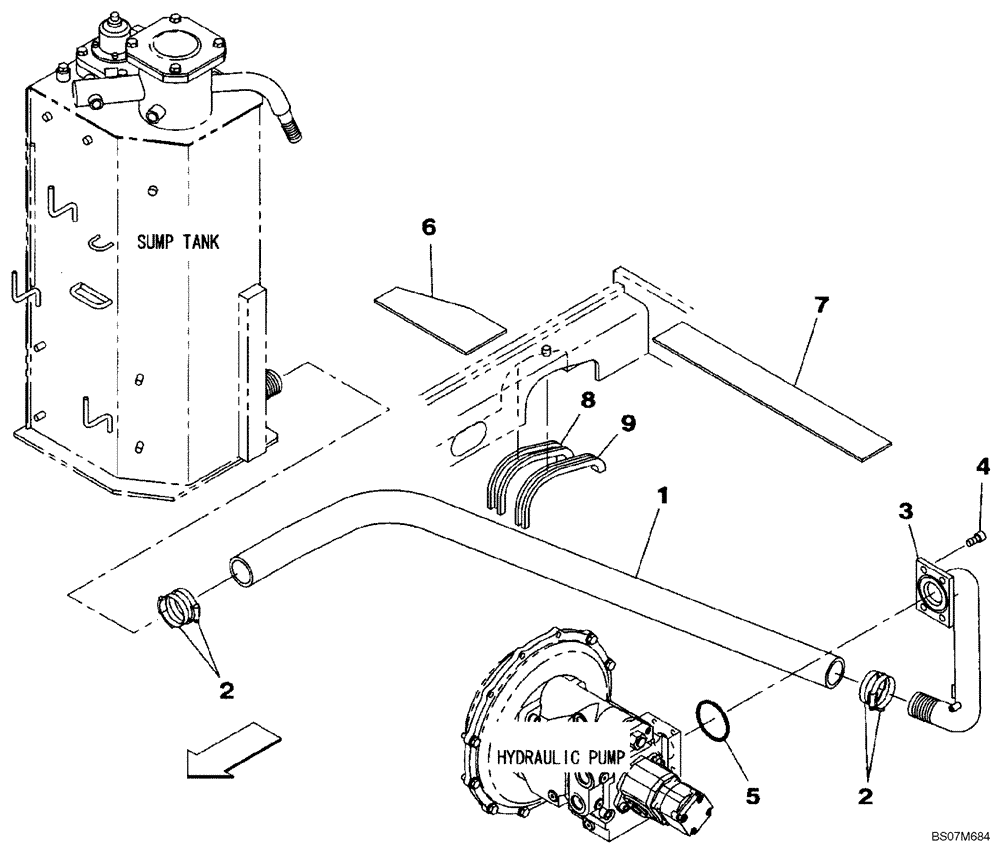 Схема запчастей Case CX75SR - (08-03) - HYDRAULICS - PUMP SUCTION LINE (08) - HYDRAULICS