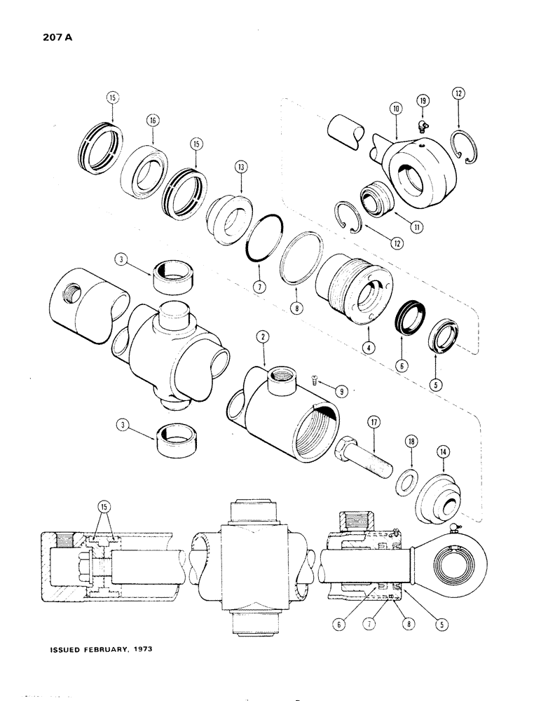 Схема запчастей Case 1150 - (207A) - G33814 AND G33815 LOADER LIFT CYLINDERS, 5-1/2" DIA. CYLDR. W/ 30-5/8" STROKE W/ SCREW-IN TYPE GLAND (07) - HYDRAULIC SYSTEM