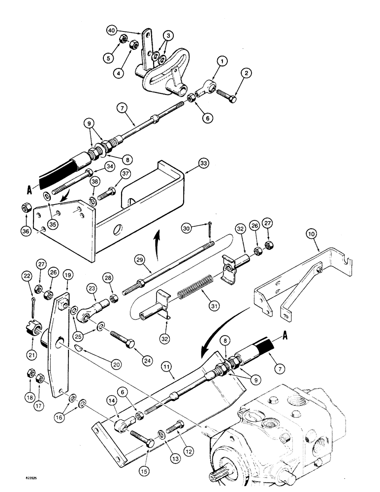 Схема запчастей Case W4 - (088) - HYDROSTATIC PUMP CONTROLS, NEUTRAL CENTERING LINKAGE, WITH 5/16 INCH CABLE AND BELLCRANK (06) - POWER TRAIN
