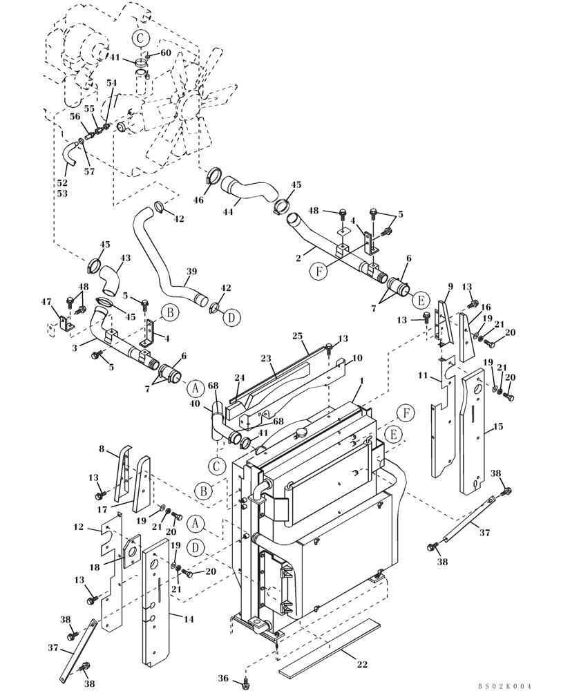 Схема запчастей Case CX330 - (02-04) - RADIATOR AND CONNECTIONS (02) - ENGINE