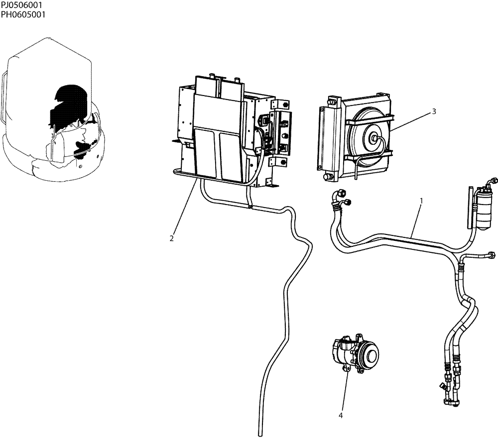 Схема запчастей Case CX50B - (05-020) - COOLER ASSY (50) - CAB CLIMATE CONTROL