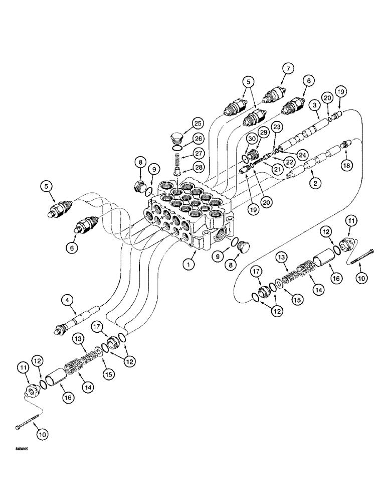 Схема запчастей Case 1187 - (220) - FOUR SPOOL CONTROL VALVE - INSIDE (07) - HYDRAULIC SYSTEM