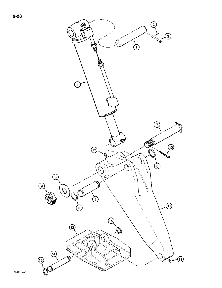 Схема запчастей Case 1085C - (9-026) - OUTRIGGER ARMS AND PLATES, UNITS WITH EXCAVATOR BOOM (09) - CHASSIS/ATTACHMENTS