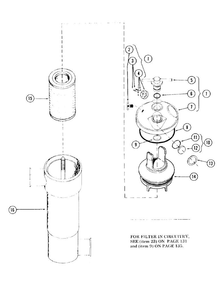 Схема запчастей Case 120 - (223) - HYDRAULIC OIL FILTER, USED ON UNITS WITH SERIAL NO. 65521 THRU 6287228 (35) - HYDRAULIC SYSTEMS