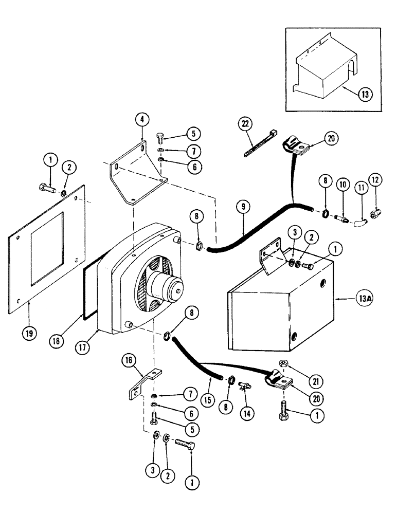 Схема запчастей Case 880 - (114) - HEATER AND RELATED PARTS (05) - UPPERSTRUCTURE CHASSIS