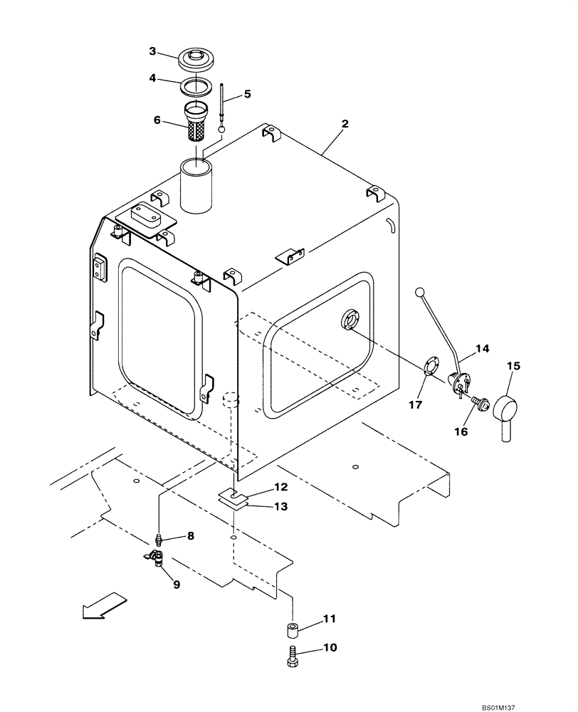 Схема запчастей Case CX290 - (03-01) - FUEL TANK (03) - FUEL SYSTEM