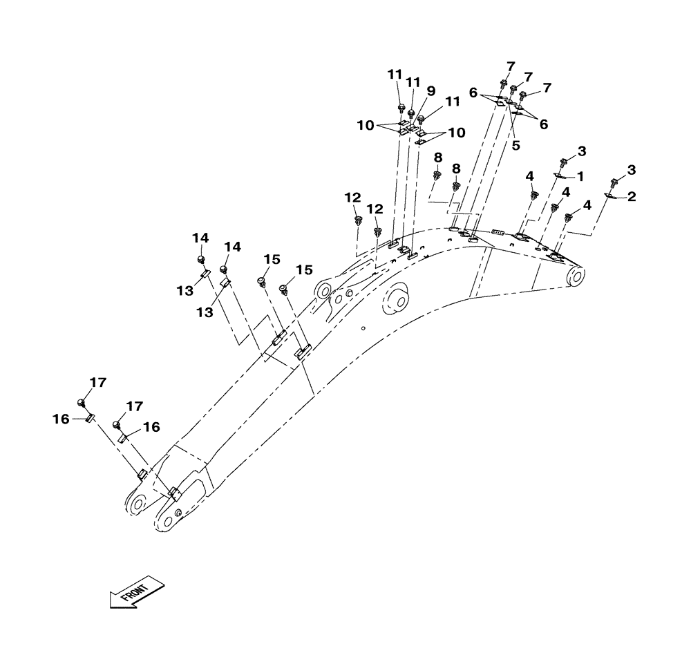 Схема запчастей Case CX350C - (09-032[00]) - MONOBLOCK BOOM - 6.45 M - BRACKET (09) - CHASSIS/ATTACHMENTS