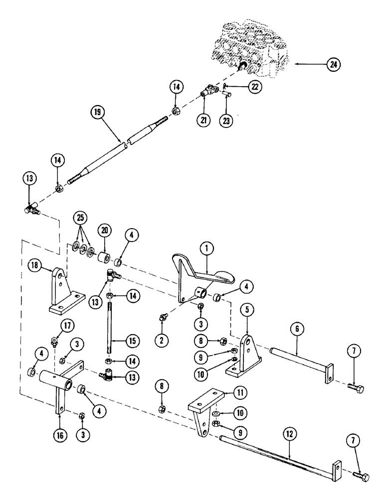 Схема запчастей Case 880 - (218) - LEFT TRACK CONTROL AND LINKAGE (05) - UPPERSTRUCTURE CHASSIS