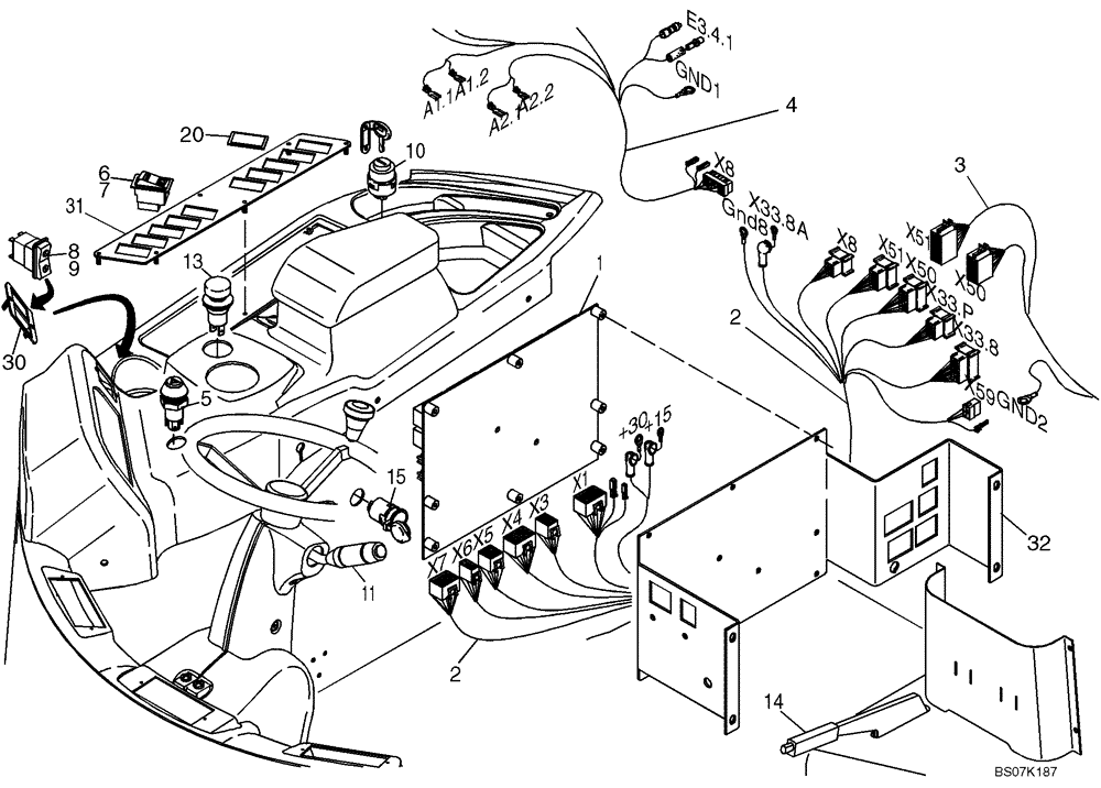 Схема запчастей Case 21D - (32.500[2988920000]) - ELECTRICAL SYSTEM OPERATORS CAB (55) - ELECTRICAL SYSTEMS