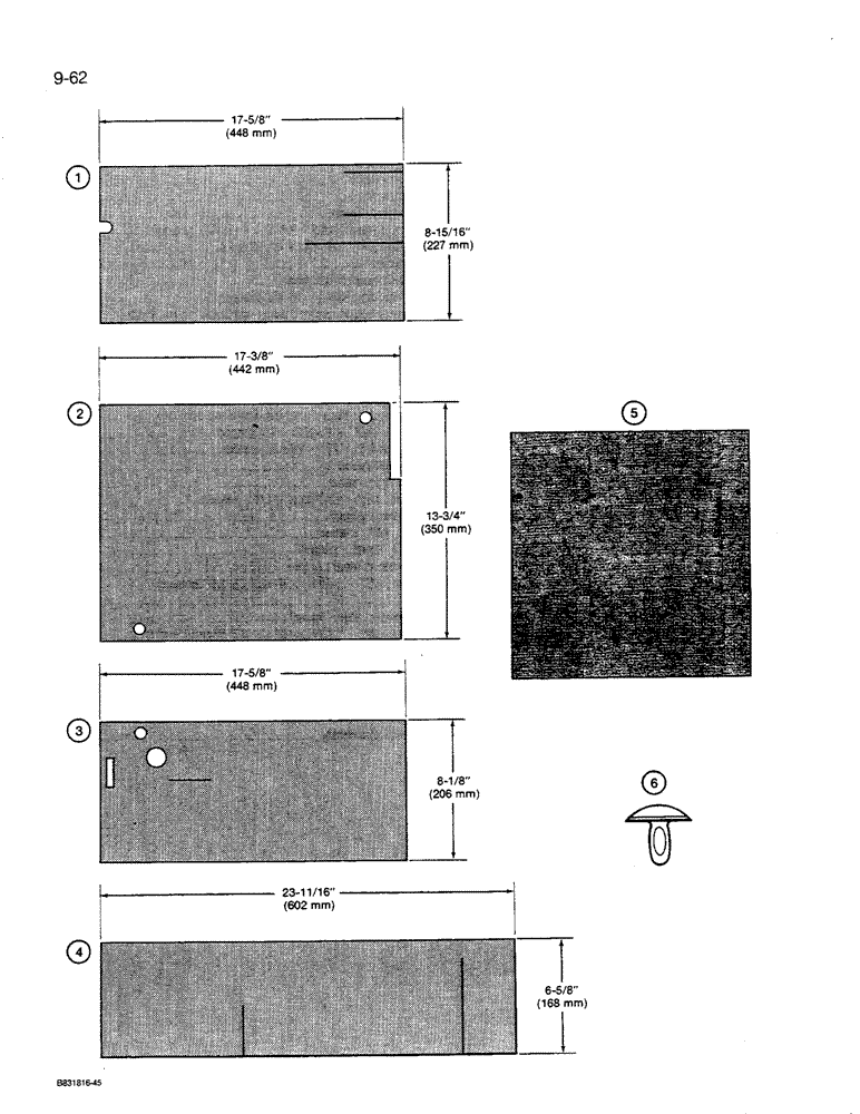 Схема запчастей Case 450C - (9-62) - NOISE REDUCTION PADS (09) - CHASSIS/ATTACHMENTS