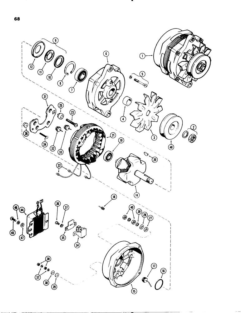 Схема запчастей Case 580C - (068) - A33815 ALTERNATOR, PRESTOLITE NO. ALK-7314 (04) - ELECTRICAL SYSTEMS