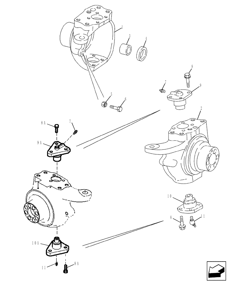 Схема запчастей Case 580SM - (25.108.01) - AXLE, FRONT DRIVE - HOUSING, SWIVEL (25) - FRONT AXLE SYSTEM