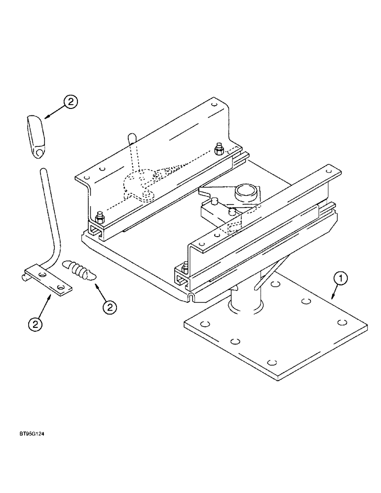 Схема запчастей Case 580L - (9-118) - STANDARD SEAT SUPPORT AND PEDESTAL, 570LXT MODELS (09) - CHASSIS/ATTACHMENTS