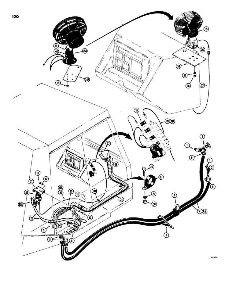 Схема запчастей Case 580C - (120) - CAB HEATER AND DEFROSTER SYSTEM, TRACTOR S/N 8958213 & AFT (04) - ELECTRICAL SYSTEMS