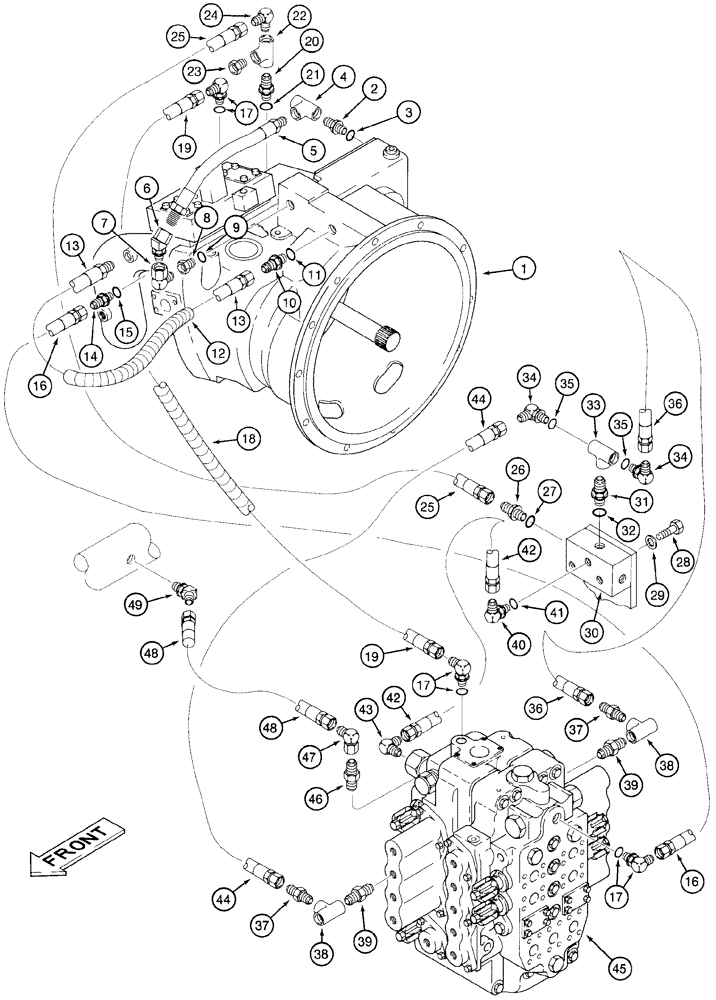 Схема запчастей Case 9050 - (8-30) - HYDRAULIC CONTROL CIRCUIT, PUMP TO CONTROL VALVE (08) - HYDRAULICS