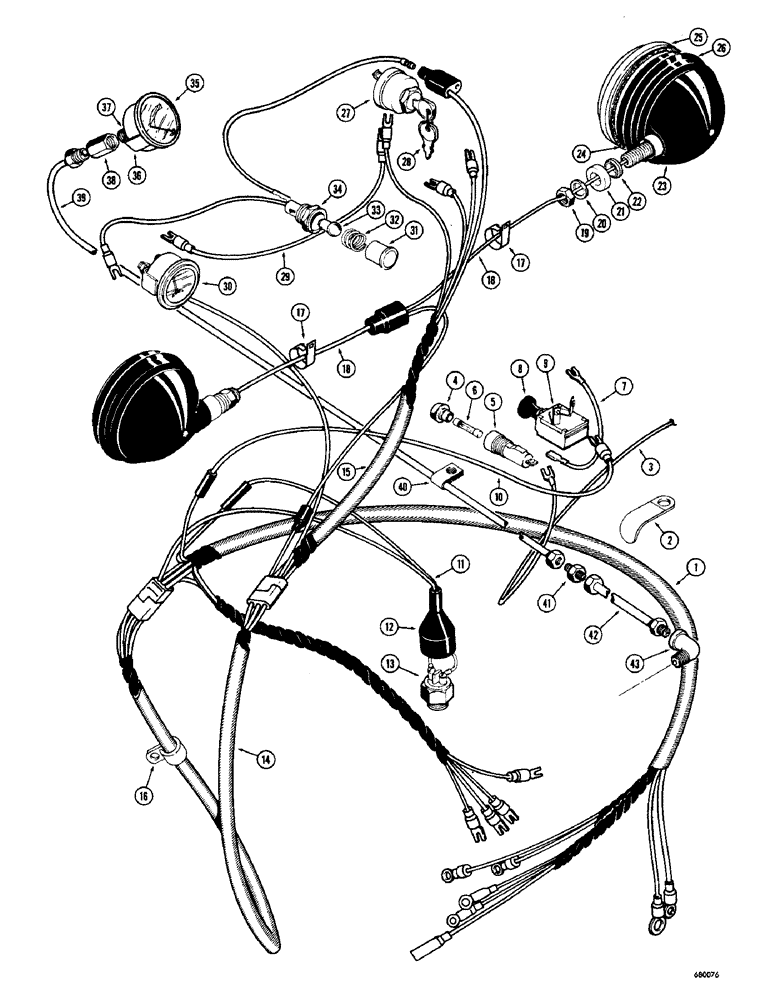 Схема запчастей Case 530 - (42) - INSTRUMENTS AND WIRING, DIESEL AND GASOLINE (55) - ELECTRICAL SYSTEMS