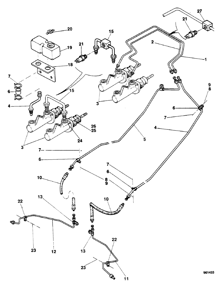 Схема запчастей Case 580G - (195A) - BRAKES - HYDRAULIC LINES STARTING FROM NO. 3.937.265 (07) - BRAKES