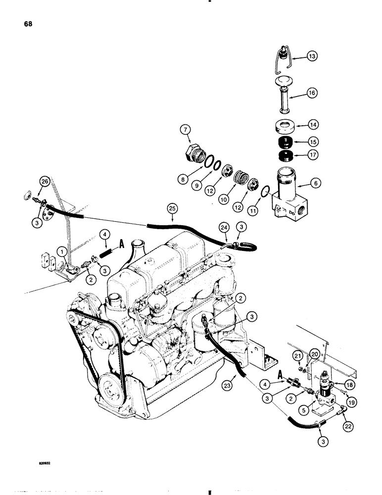 Схема запчастей Case 1845B - (068) - FUEL LINES AND HAND PRIMER - DIESEL MODELS (03) - FUEL SYSTEM