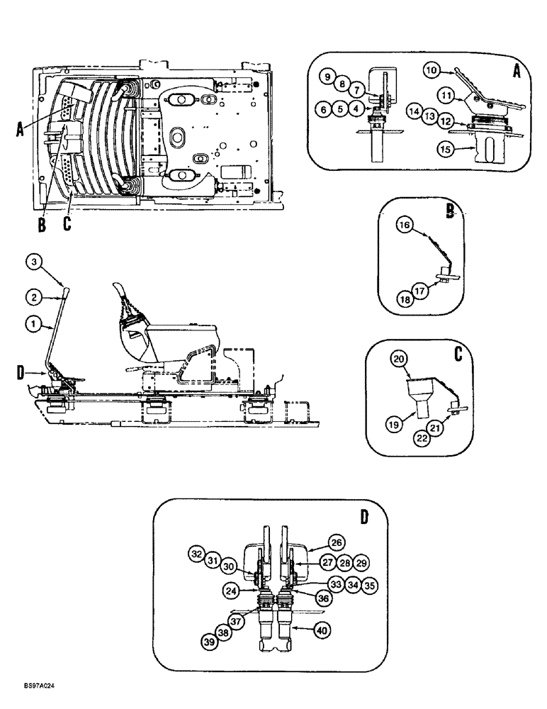 Схема запчастей Case 9060B - (6-16) - TRACK DRIVE CONTROLS, *PEDALS AND LEVERS - P.I.N EAC0601027 AND AFTER (06) - POWER TRAIN
